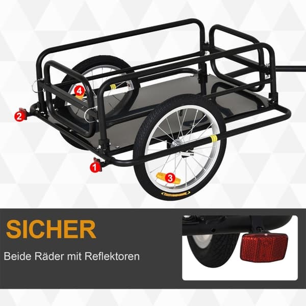 Rootz Cykeltrailer - Lasttrailer - Heavy-Duty Transport - Forbedret sikkerhed - Holdbar konstruktion - Overlegen stabilitet - 139 cm x 71,5 cm x 49 cm