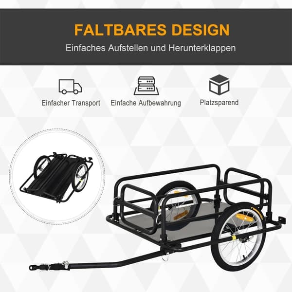 Rootz Cykeltrailer - Lasttrailer - Heavy-Duty Transport - Forbedret sikkerhed - Holdbar konstruktion - Overlegen stabilitet - 139 cm x 71,5 cm x 49 cm