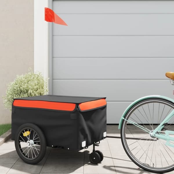 vidaXL Sykkelvogn svart og oransje 45 kg jern