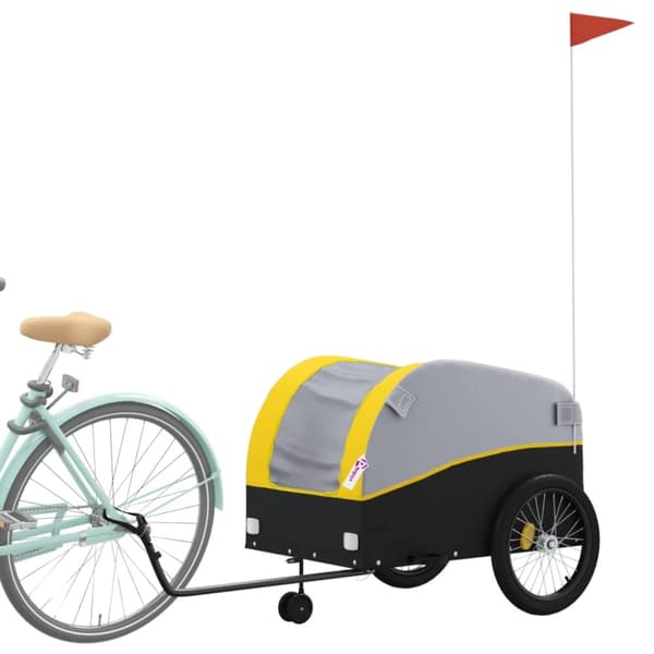 vidaXL Cykelvagn svart och gul 45 kg järn