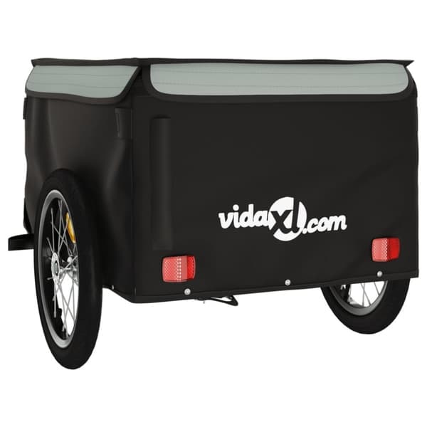 vidaXL Sykkelvogn svart og grå 45 kg jern