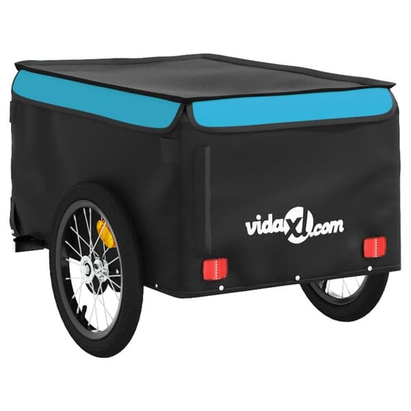 vidaXL Sykkelvogn svart og blå 45 kg jern