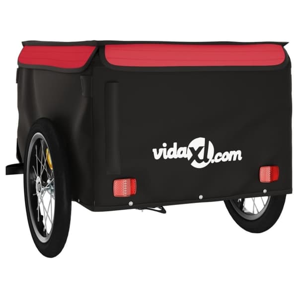 vidaXL Sykkelvogn svart og rød 45 kg jern