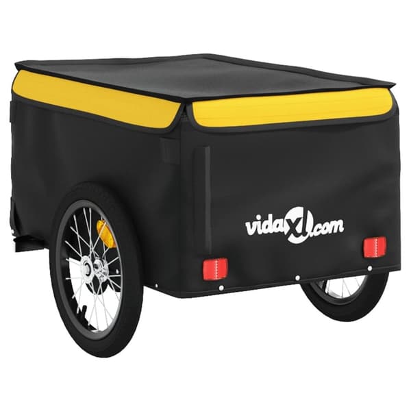 vidaXL cykelanhænger 45 kg jern sort og gul