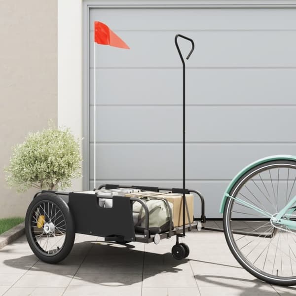 vidaXL cykeltrailer oxfordstof og jern sort