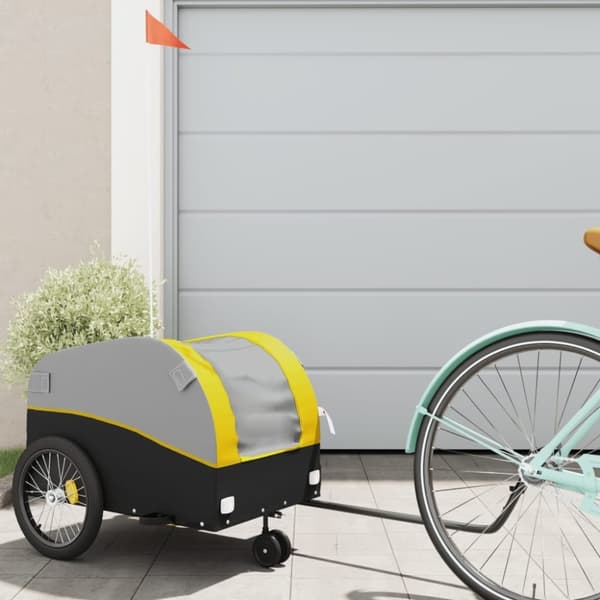 vidaXL Cykelvagn svart och gul 30 kg järn