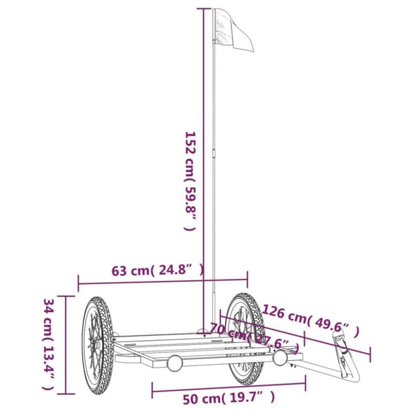cykelanhænger 126x63x34 cm jern sort