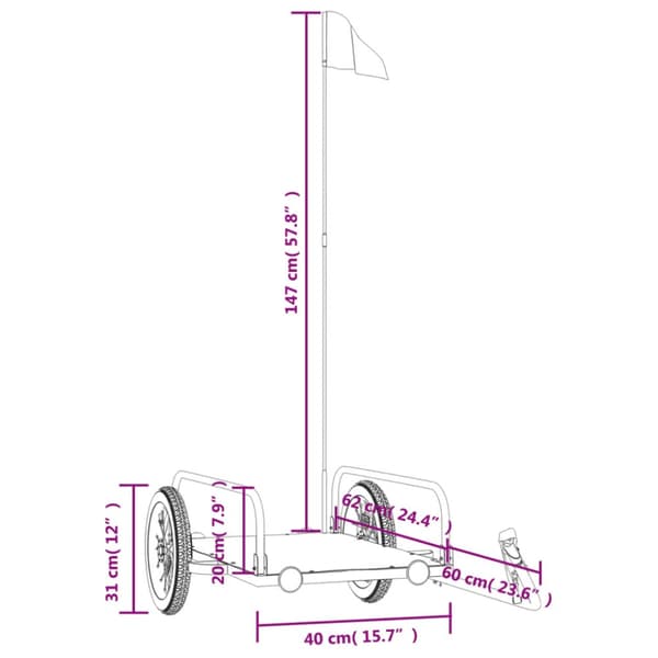 cykelanhænger 122x53x31 cm jern sort