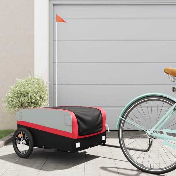 Cykelvagn svart och röd 45 kg järn