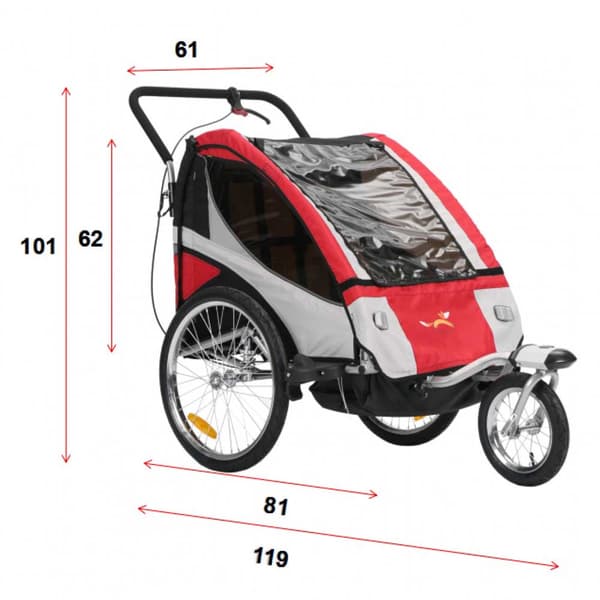 Bonin Ncab Dlx Trailer Röd Max 40 kg Pojke