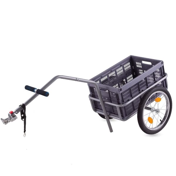 Robust Cykelvogn - 50kg Kapacitet, Foldbar Sort Plastboks, Stålramme