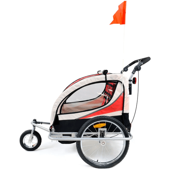 Cykelvagn För Barn - Buggy - 2-Sits - Med Stötdämpare - Röd