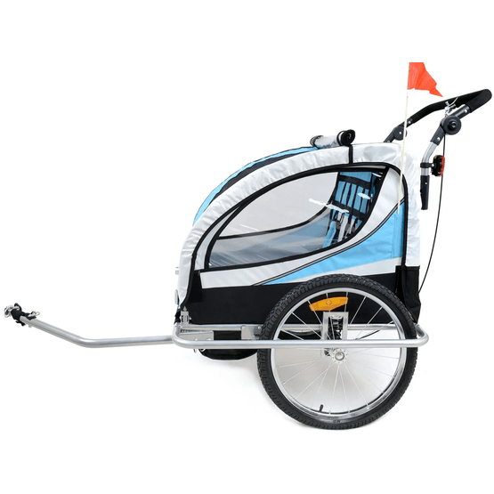 Barncykelvagn - Buggy - 2-Sits - Med Stötdämpare - Blå