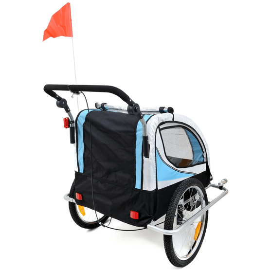 Barncykelvagn - Buggy - 2-Sits - Med Stötdämpare - Blå