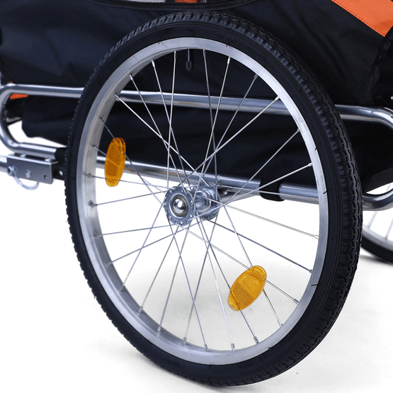 Cykeltrailer Hundetrailer - Sammenfoldelig - Orange Sort - Max 40 Kg