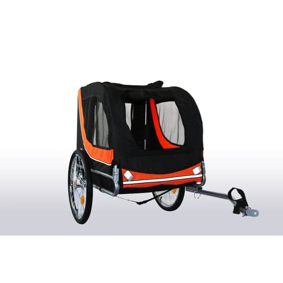 Cykeltrailer Hundetrailer - Sammenfoldelig - Orange Sort - Max 40 Kg