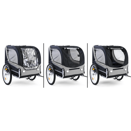 Cykeltrailer Hundetrailer - Sammenfoldelig - Grå-Sort - Max 40 Kg