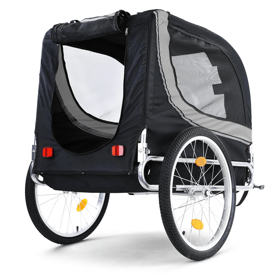Cykeltrailer Hundetrailer - Sammenfoldelig - Grå-Sort - Max 40 Kg