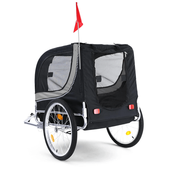 Cykeltrailer Hundetrailer - Sammenfoldelig - Grå-Sort - Max 40 Kg