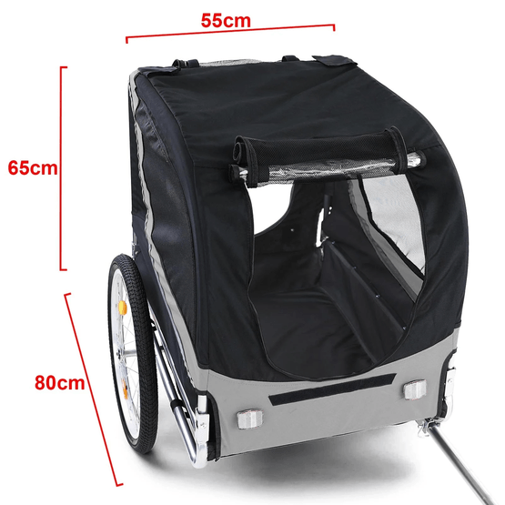 Cykeltrailer Hundetrailer - Sammenfoldelig - Grå-Sort - Max 40 Kg