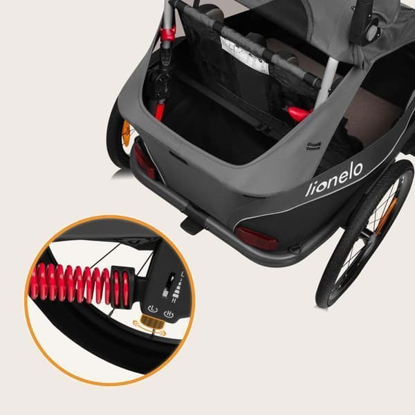 Cykelvagn 2-i-1 LIONELO Cama - 2 barn - Terrängvagn - Flexibel dämpning SIQ - Grå