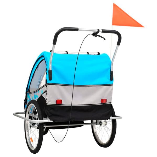 vidaXL 2-i-1 cykelvagn och barnvagn, Cykelvagn med sits, Cykelvagn, Transportvagn, Blå 91377