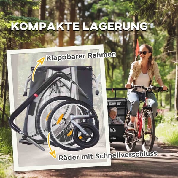 2-i-1 Barnvagn, Aosom, Grå