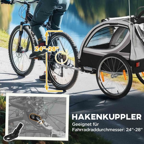 2-i-1 Barnvagn, Aosom, Grå