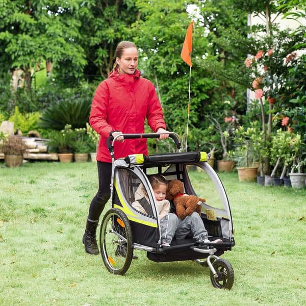 Børnenes Cykeltrailer, 142x75x101 cm, Gul+Sort