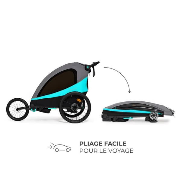 Cykelkärra 3 i 1 - Kinderkraft NAVA - Joggingvagn - För en eller två barn - Blå