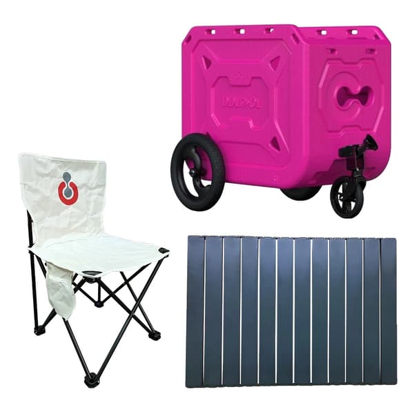 Cykelvagn, 128L lagringskapacitet, hållbart HDPE-material,Rosa