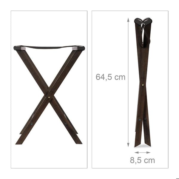 Bagagehylla - Bambu - Mörkbrun - Fällbar - 40 kg - Rustik design