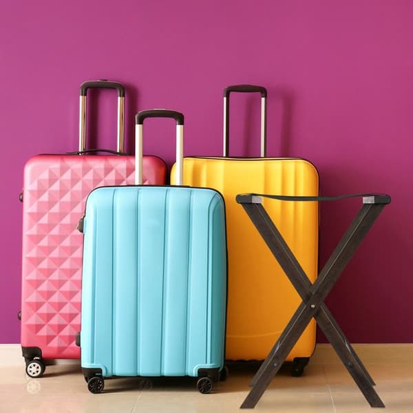 Bagagehylla - Bambu - Mörkbrun - Fällbar - 40 kg - Rustik design