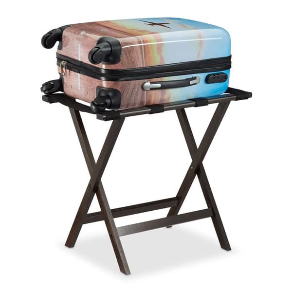 Bagagehylla - Bambu - Mörkbrun - Fällbar - 40 kg - Rustik design