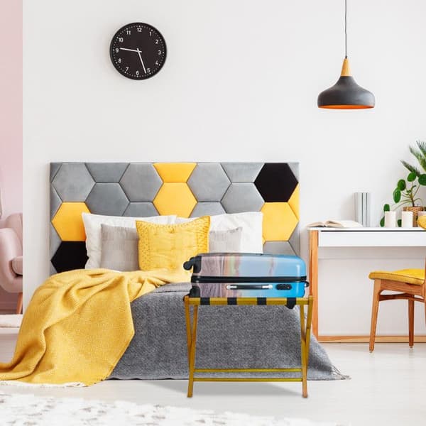Relaxdays Bagagehylla trä väska ryggsäcks stöd vikbar resväska HxlxB: 52,5 x 66,5 x 48 cm, natur