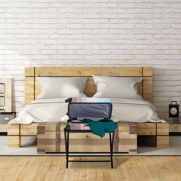 Relaxdays Bagagehylla trä väska ryggsäcks stöd vikbar resväska HxlxB: 52,5 x 66,5 x 48 cm, natur