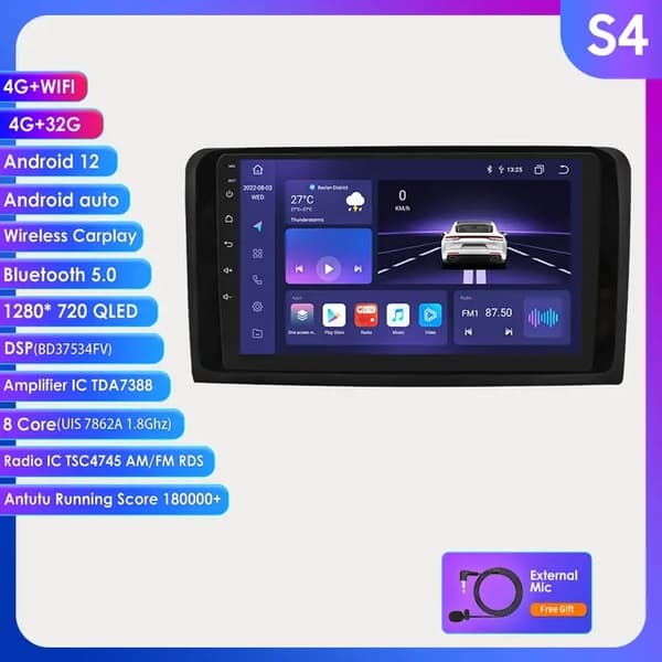 Android-autosoitin, GPS-navigointi, WIFI, HC1-1G 32G-4CORES