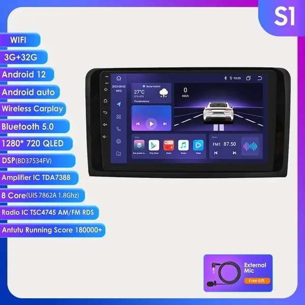 Android-autosoitin, GPS-navigointi, WIFI, HC1-1G 32G-4CORES