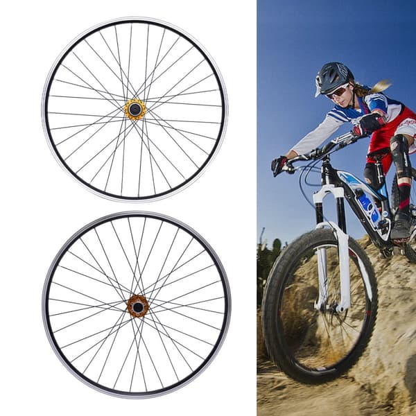 Fram- och bakhjulset för cykel, lättviktsaluminium och stål, dubbla skivbromsar