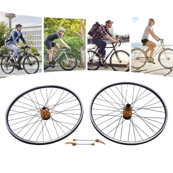 Fram- och bakhjulset för cykel, lättviktsaluminium och stål, dubbla skivbromsar