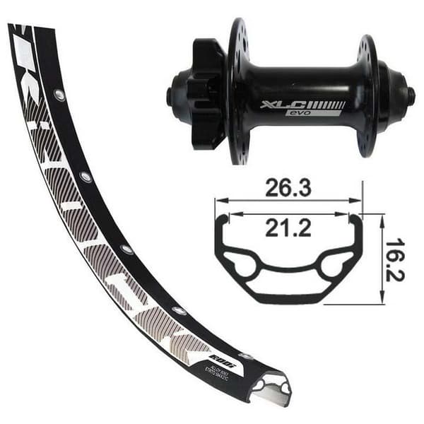 Xlc Rodi Black Rock Evo 26´´ 6b Disc Mountainbike Forhjul Sort 15 x 100 mm