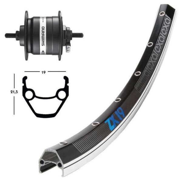Exal Zx19 Dynamo Shimano Dh3n31 26´´ Forhjul Sort 9 x 100 mm