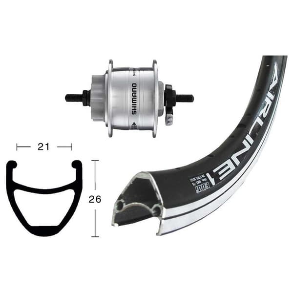 Wiener Rodi Airline 1 28´´ Disc Dynamo Dh3d32 Etupyörä Hopeinen 12 x 100 mm
