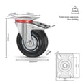 Miniatyrbillede 2 af 2: Møbeltransport hjul, tungt belastbare, retningsbestemt hjulbremse., 8 stk 200 mm