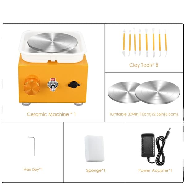Elektrisk drejskiva, justerbar hastighet, dubbla drejskivor 6,5 cm och 10 cm,orange