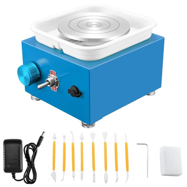 Elektrisk Pottemagerhjul, Justerbar Hastighed, Dobbelt Drejeskiver 6,5cm & 10cm,lys grøn