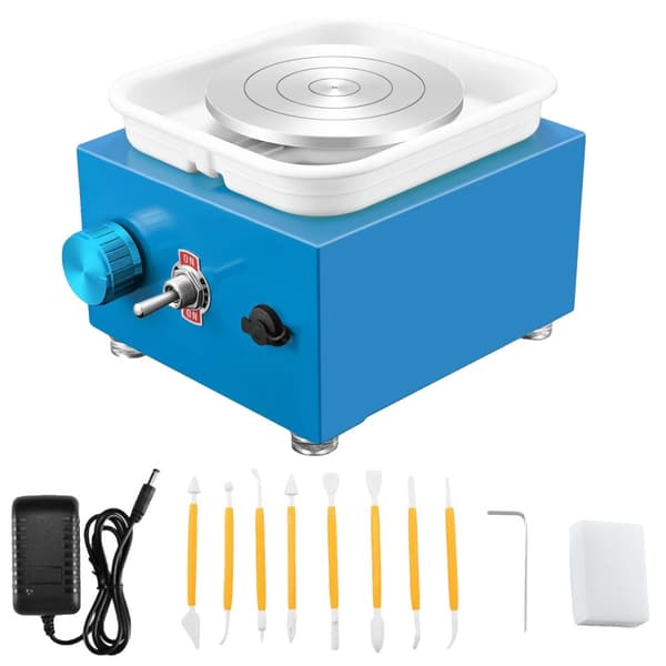 Elektrisk Pottemagerhjul, Justerbar Hastighed, Dobbelt Drejeskiver 6,5cm & 10cm,lys grøn