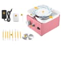 Miniatyrbillede 1 af 2: Elektrisk Pottemagerhjul, Justerbar Hastighed, Dobbelt Drejeskiver 6,5cm & 10cm,pink