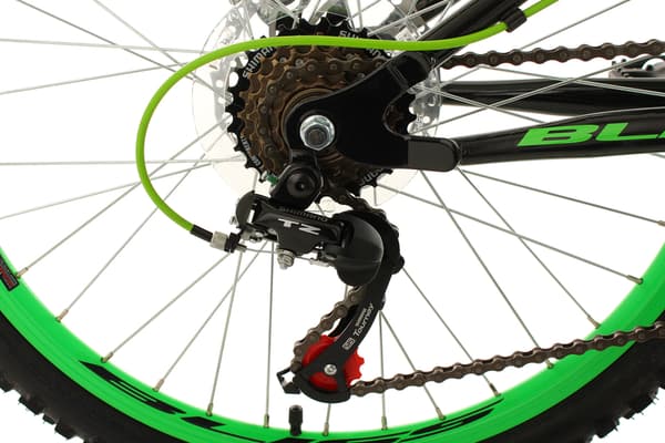 Kids' Mountain Bike 24" Bliss Black-Green 18 Gear Frame Size 38 cm