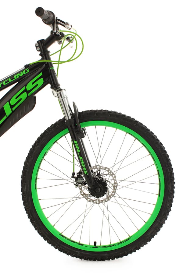 Kids' Mountain Bike 24" Bliss Black-Green 18 Gear Frame Size 38 cm